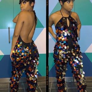 Sequin Halter Jumpsuit